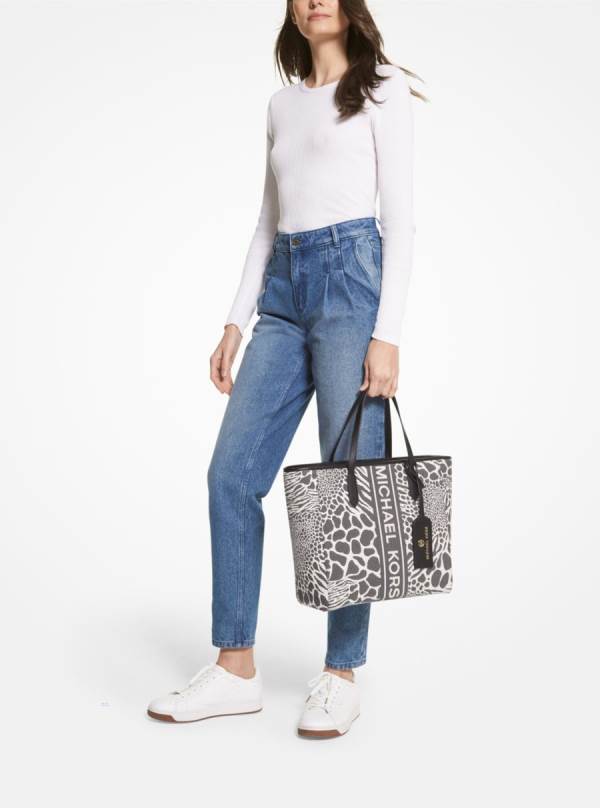 Damske Prenosná Taška Michael Kors Sinclair Large Animal Jacquard Čierne - Kabelky Michael Kors Lacne | ZRNWF-6970